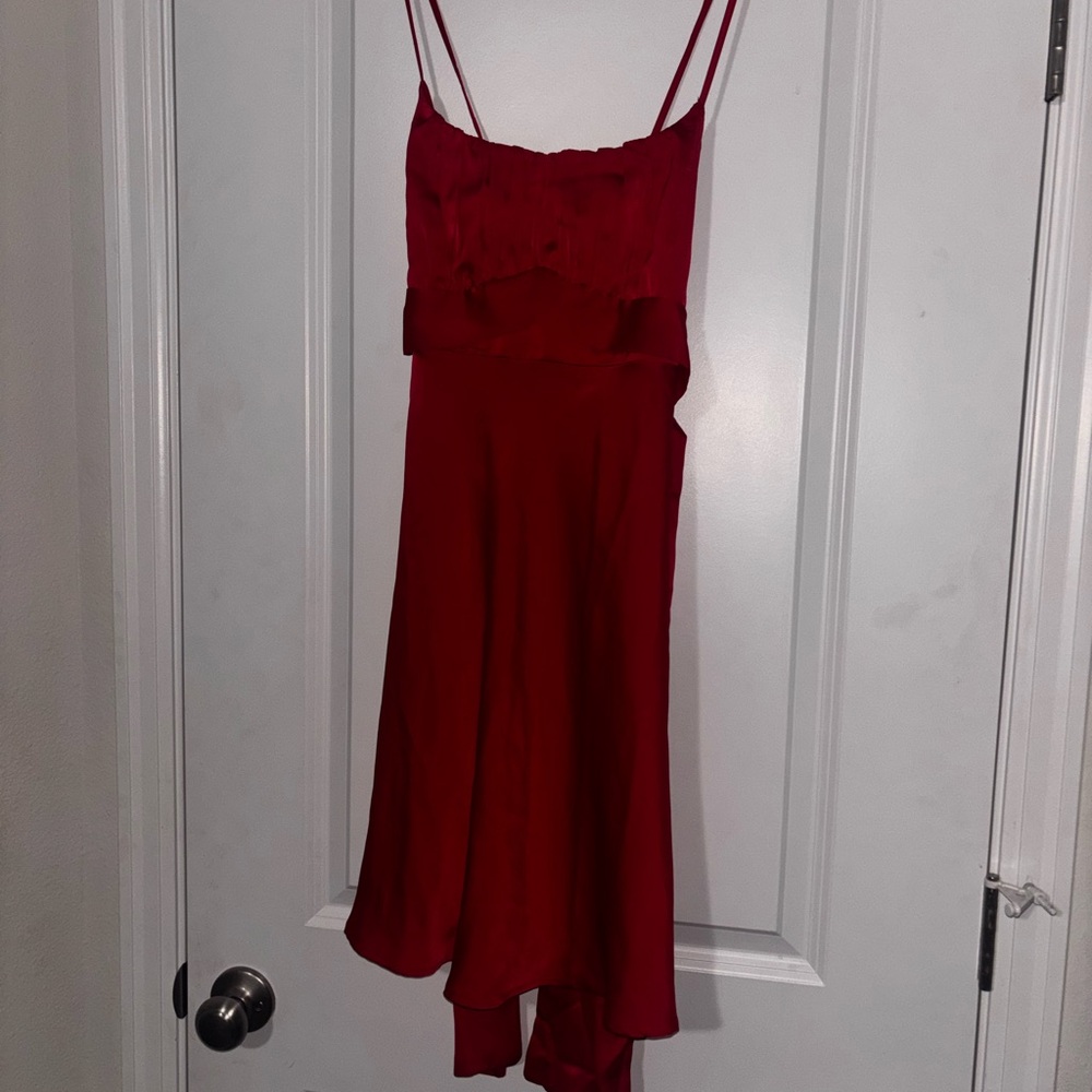 Red Cross strap Midi Dress
